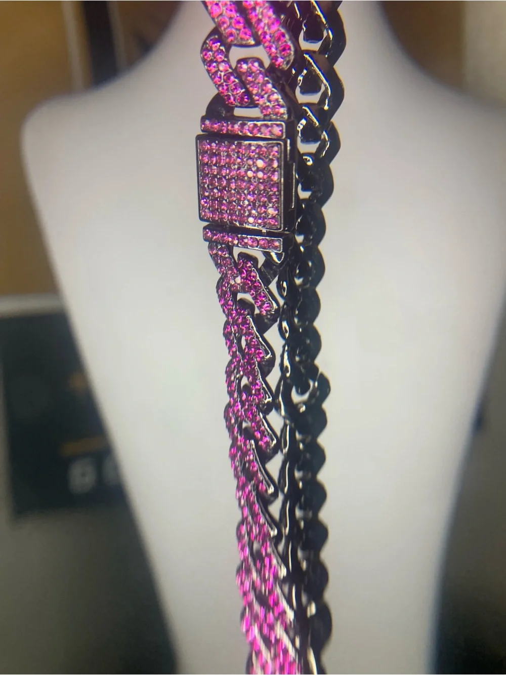 Purple CZ Cuban Link Chain Necklace - Women Jewelry 20”